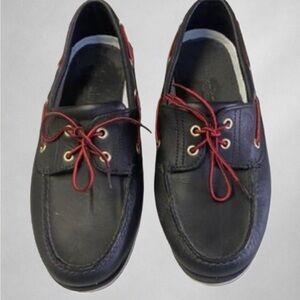 Timberland Men’s Classic Boat Shoes Black Leather 12M Non-Marking Sole Loafers